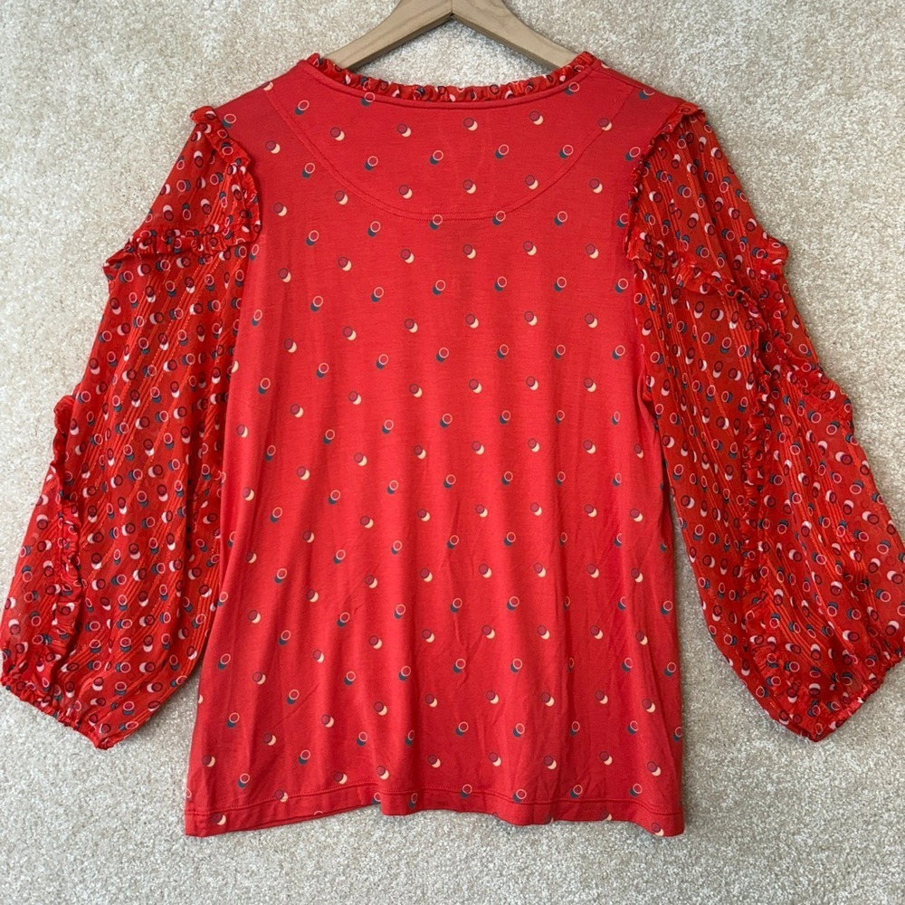 Anthropologie Maeve Peasant Blouse Top‎ Size Medium Ruffle Jacquin Anthro - Picture 6 of 10